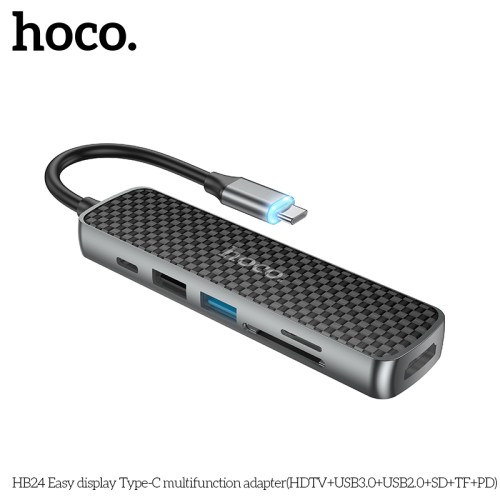 Hoco HB24 (Type-C to HDMI, USB3.0, USB2.0, SD, TF, PD) Adapter